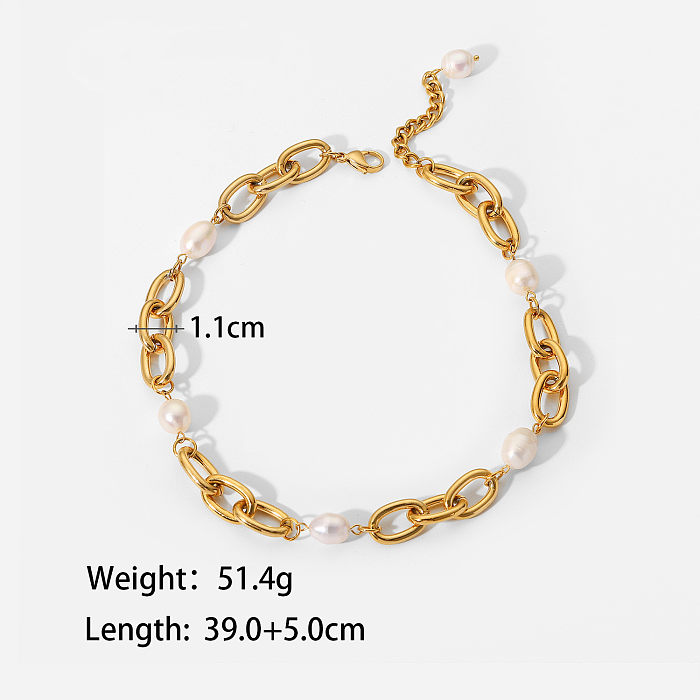 Bracelets de perles artificielles en acier inoxydable géométrique de style simple pour femmes
