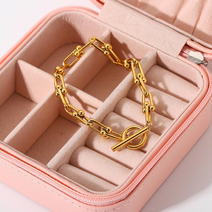 wholesale jewelry Ushaped OT buckle stainless steel goldplated bracelet jewelry