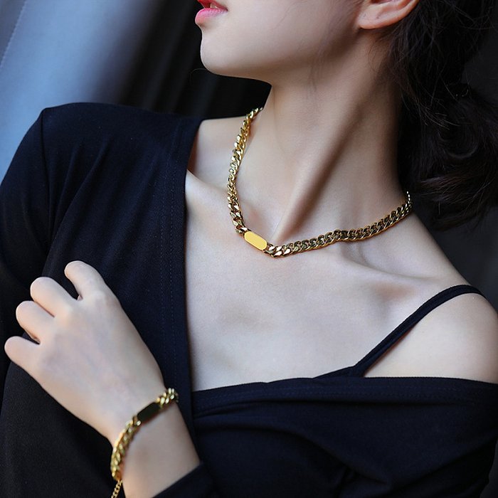 Cuban Punk Fashion 18K Gold Plating Stainless Steel Necklace
