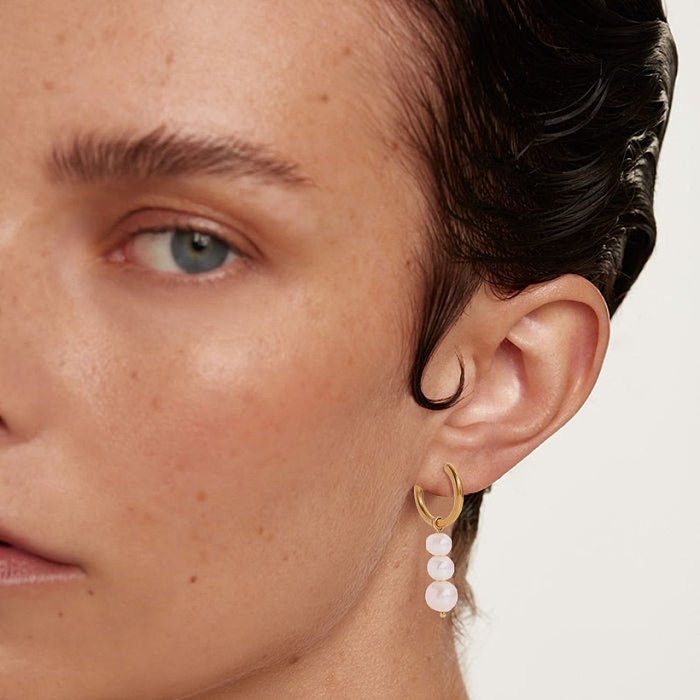nouvelles boucles d'oreilles pendantes en acier inoxydable plaqué or 18 carats