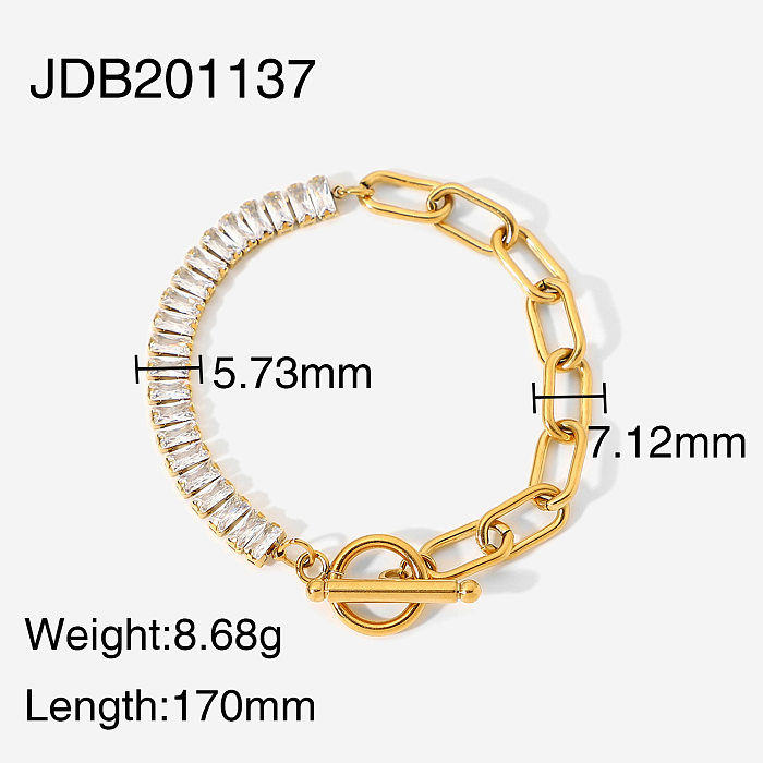 European and American Ins Stylish Simple and Versatile Cold Style Exaggerated OT Separable Mold Design Chain Titanium Steel 18K Bracelet Ornament for Women