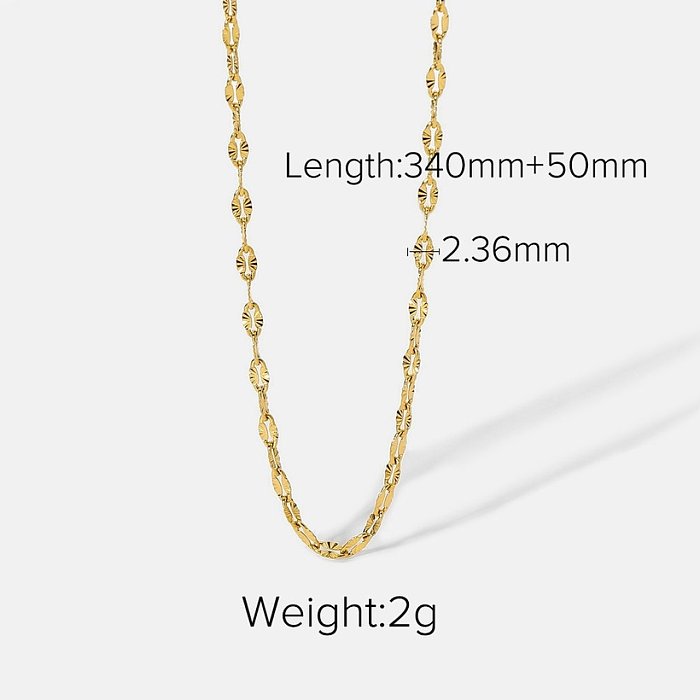 Fashion Engraved Stack 18K Gold Plated Stainless Steel Necklace