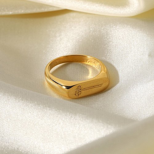 Mode vergoldeter Edelstahl geschnitzter Ring Großhandel