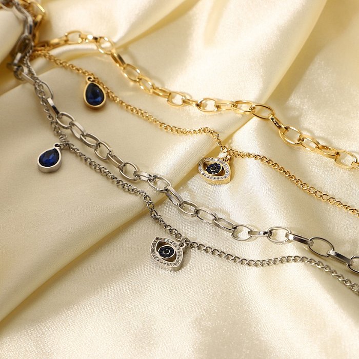 Juwel Auge Anhänger Edelstahl vergoldete Halskette Großhandel Schmuck