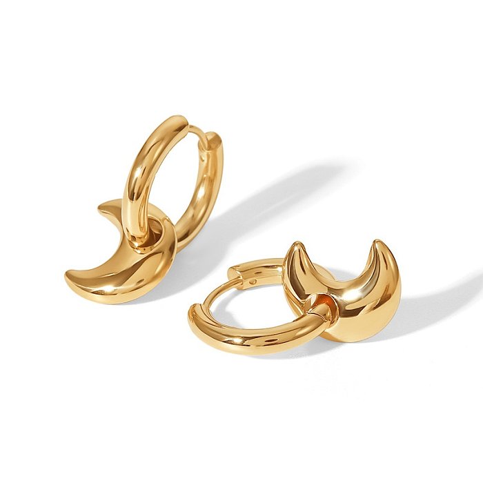 Fashion Moon Stainless Steel Earrings Gold Plated Stainless Steel Earrings