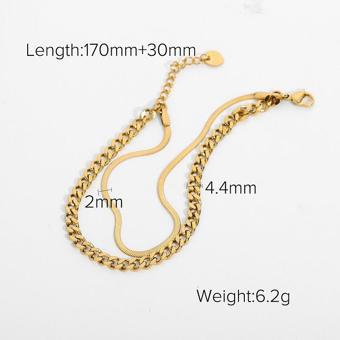 bracelet en acier inoxydable à chaîne de serpent plate à double couche de mode