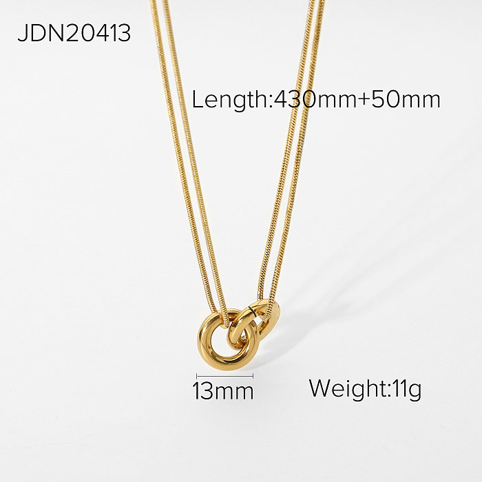 fashion double cross ring pendant stainless steel multilayer necklace