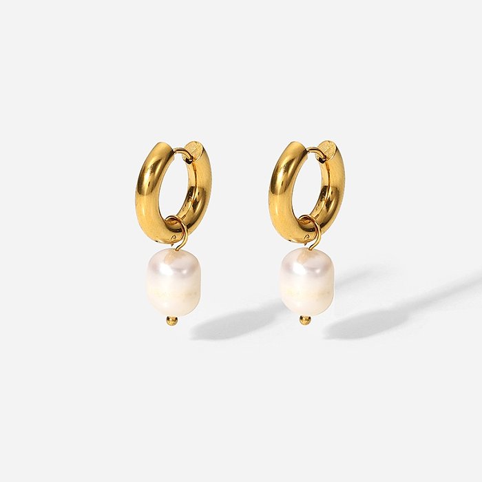 Mode-Edelstahl-geometrische Muster-Ohrringe, die künstliche Perlen-Edelstahl-Ohrringe galvanisieren