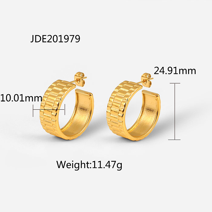 fashion 18K goldplated stainless steel watch band shaped Ctype earrings wholesale