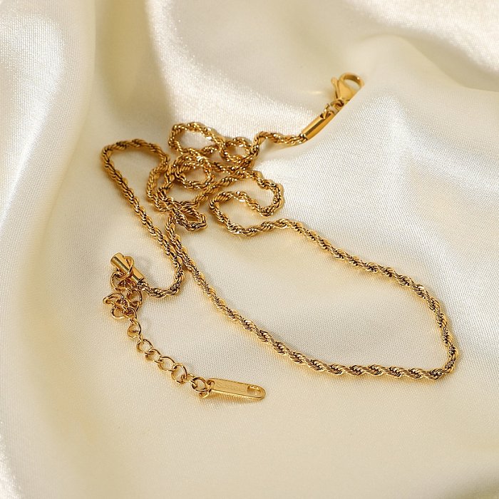 Colar de aço inoxidável banhado a ouro 18K jóias colar de corrente fina de ouro