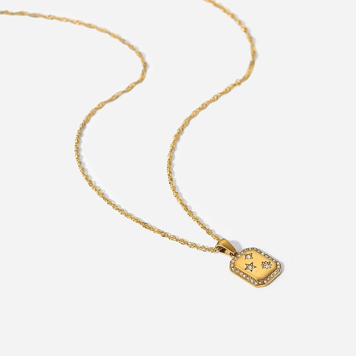 Mode Retro 18 Karat Gold Edelstahl Stern Anhänger Halskette
