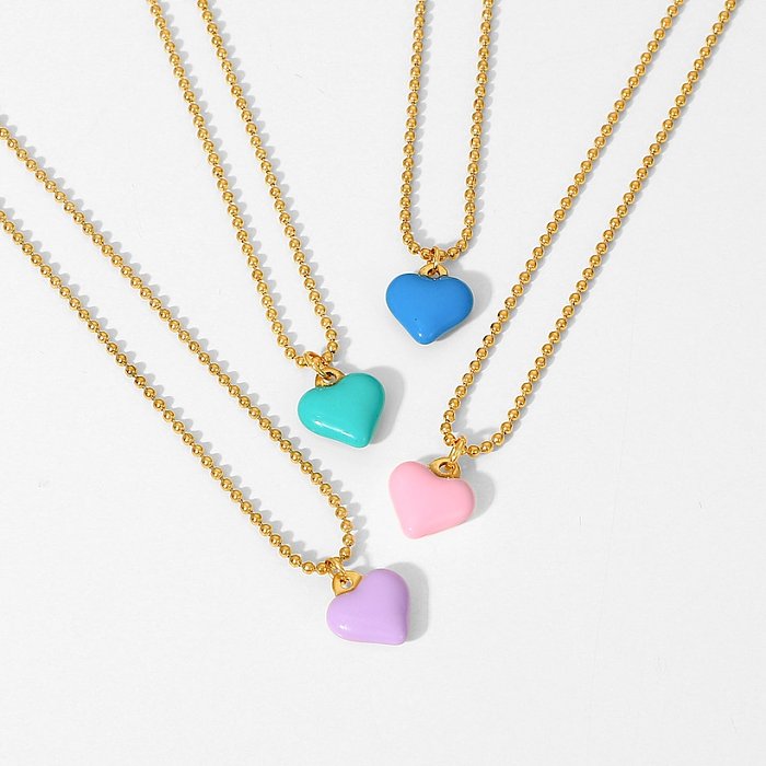 Pingente de coração de aço inoxidável colorido pingente de miçangas colar de joias fashion