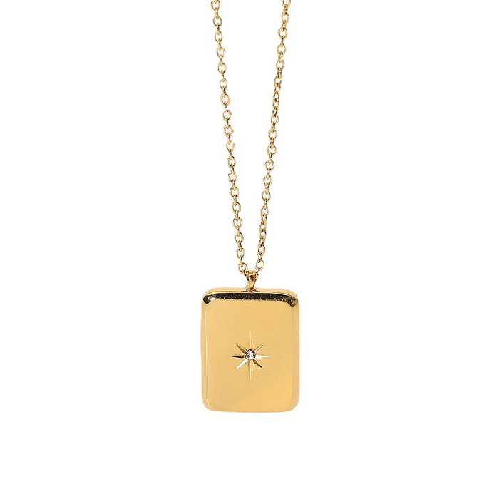 Novo colar pingente estrela de zircão em ouro 18K em aço inoxidável