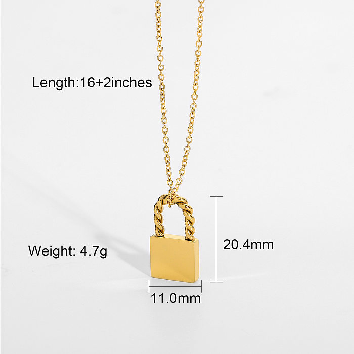 New 18K Gold Plated Stainless Steel Necklace Fashion Personality Necklace Square Tarot Stamp Pendant Necklace Ornament