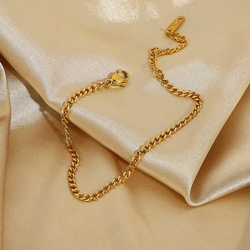 pulsera de acero inoxidable con cadena chapada en oro de 18 quilates