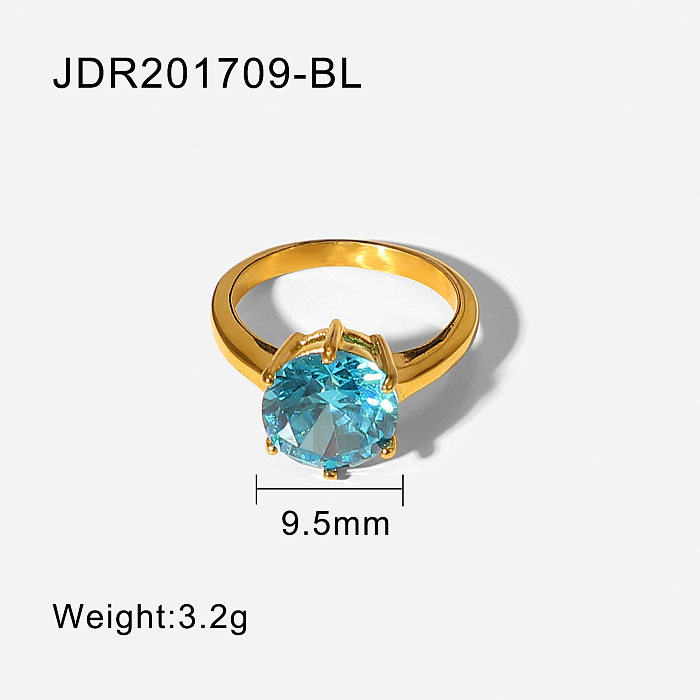 خاتم أزياء الفولاذ المقاوم للصدأ كبير خاتم الزركون جولة المجوهرات