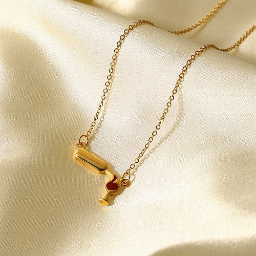 simple 18K gold stainless steel wine glass shape pendant ball chain necklace