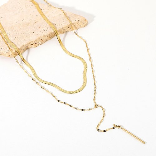 colar de corda de corrente de cobra dupla de aço inoxidável simples atacado jóias