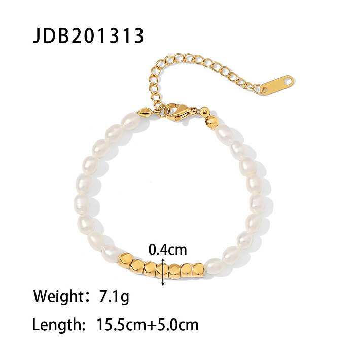 Elegante geometrische Edelstahl-Armbänder Vergoldete Perlen-Edelstahl-Armbänder