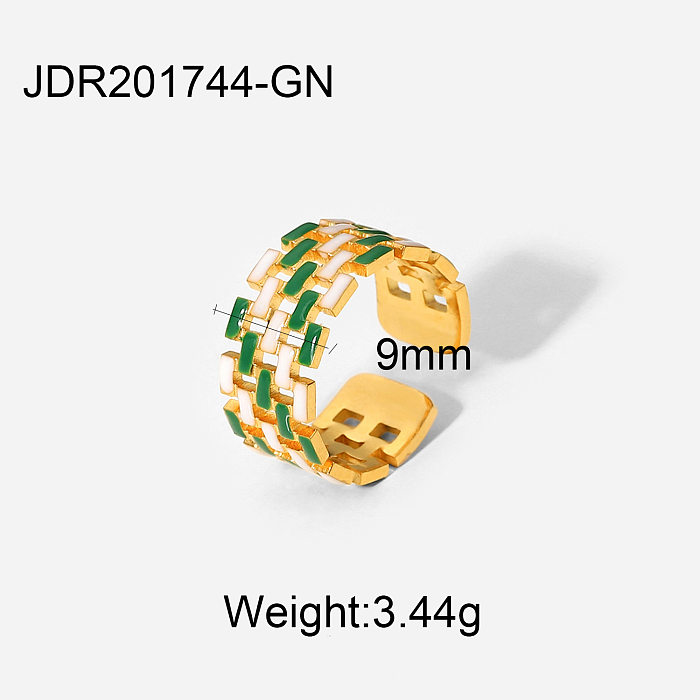 New 18K Gold Plated Stainless Steel Geometric Colorful Oil Drop Rings
