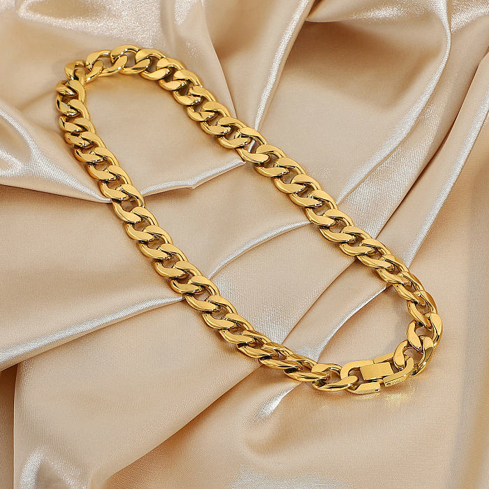 simple large 18K goldplated stainless steel necklace