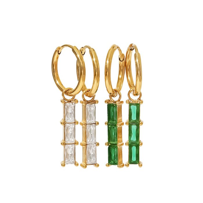 Fashion Geometric Stainless Steel Earrings Gold Plated Zircon Stainless Steel Earrings