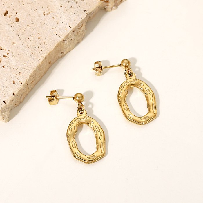 fashion titanium steel simple hollow earrings 14k goldplated earrings jewelry