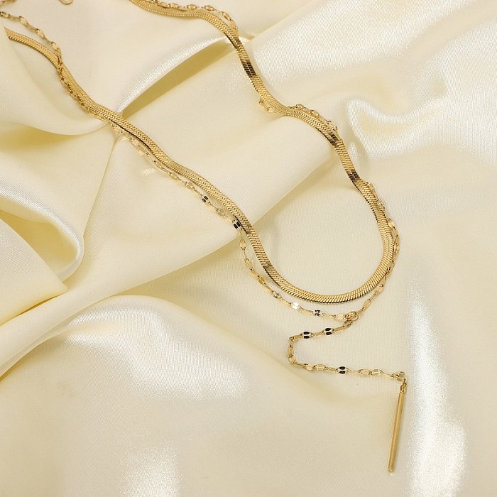 colar de corda de corrente de cobra dupla de aço inoxidável simples atacado jóias
