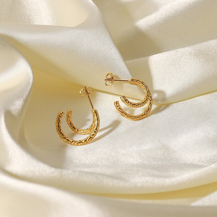 Modische geometrische Edelstahl-Ohrringe Überlagerte vergoldete Edelstahl-Ohrringe