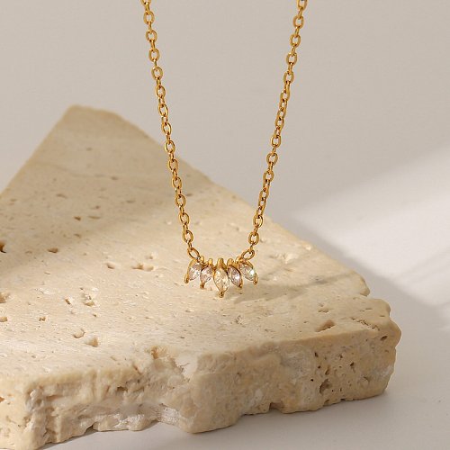 Fashion Geometric Stainless Steel Pendant Necklace Plating Zircon Stainless Steel Necklaces