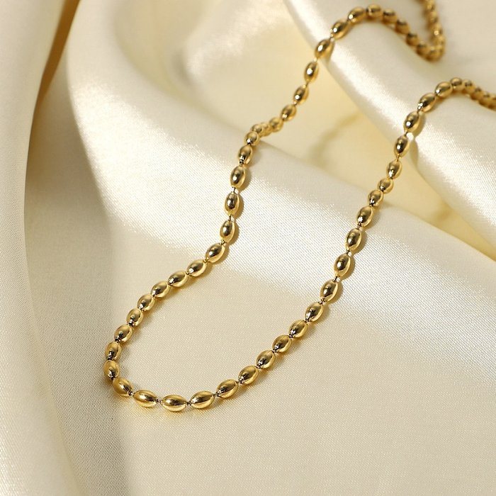 Fashion Bead Chain Jewelry Geometric Stainless Steel Oval Necklace