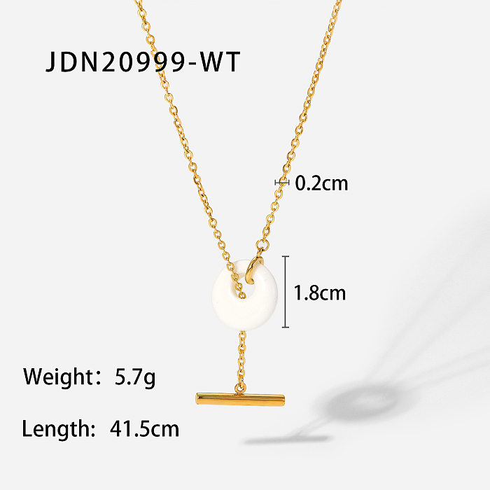 fashion ball chain natural stone pendant 18K gold stainless steel OT buckle necklace