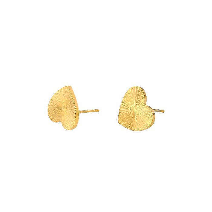 simple retro heart shape gold plating stainless steel earrings