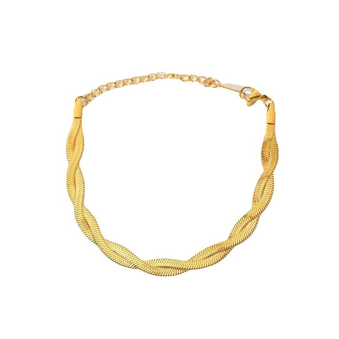 Stainless Steel Double Cross Twist Snake Chain Simple Bracelet wholesale jewelry jewelry