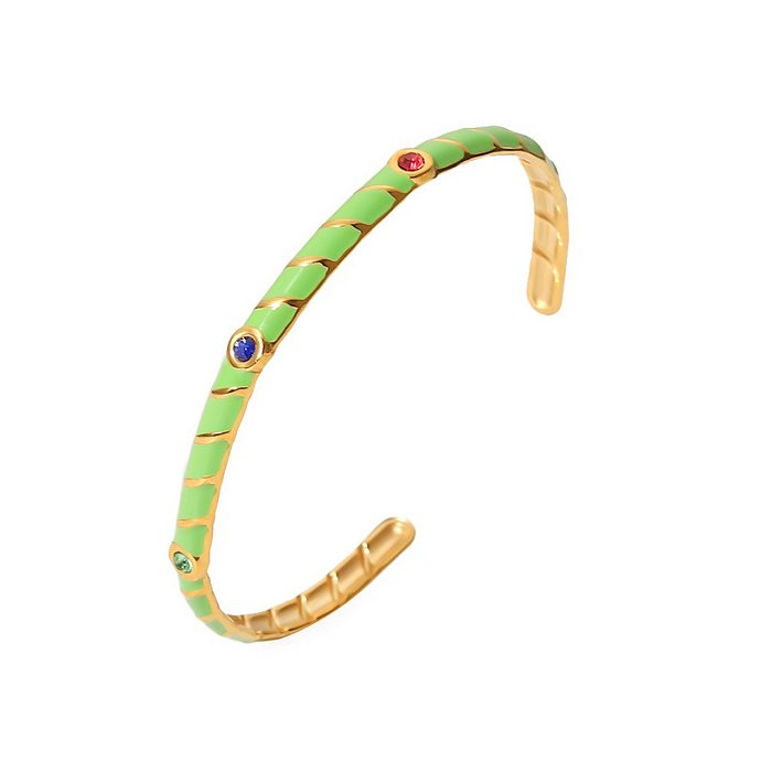 Fashion Geometric Stainless Steel Bracelets Gold Plated Zircon Stainless Steel Bracelets