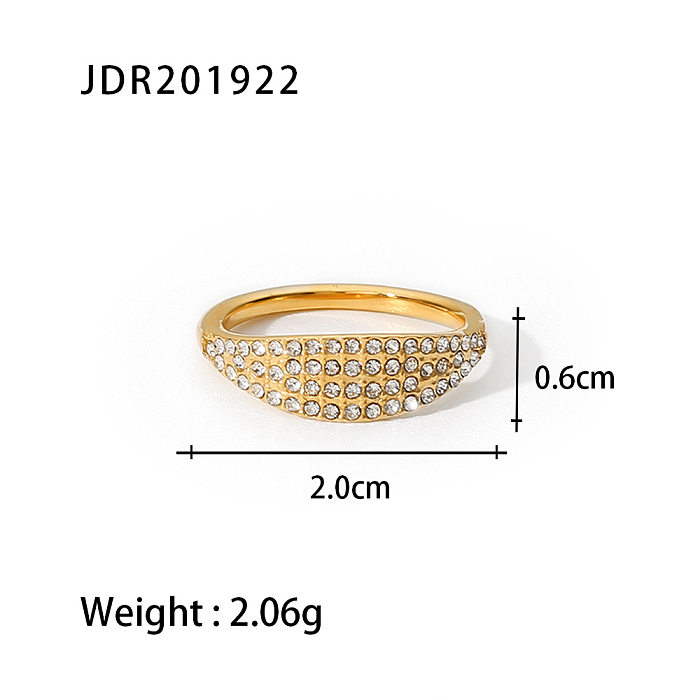 Anel aberto geométrico de aço inoxidável da moda com chapeamento de zircão anéis de aço inoxidável
