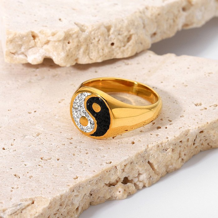 wholesale goldplated stainless steel tai chi ring jewelry