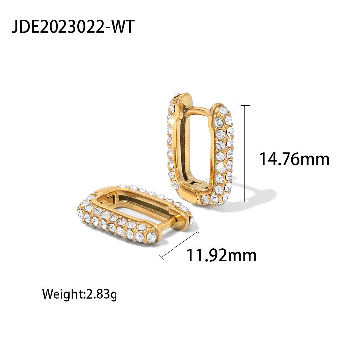 Fashion U Shape Titanium Steel Earrings Inlay Zircon Stainless Steel Earrings 1 Pair