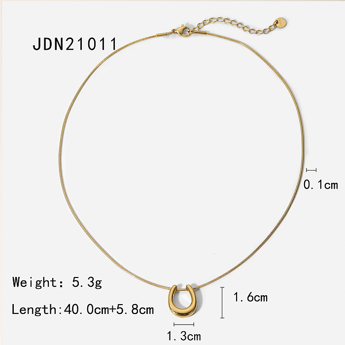 Mode einfache U-förmige Halskette aus 14 Karat Gold-Edelstahl