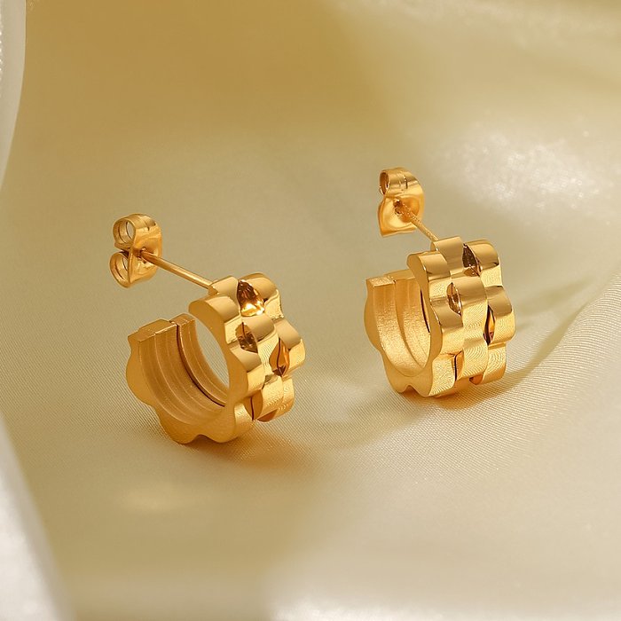 Retro-C-Form geometrische Edelstahl-Ohrringe aushöhlen Edelstahl-Ohrringe