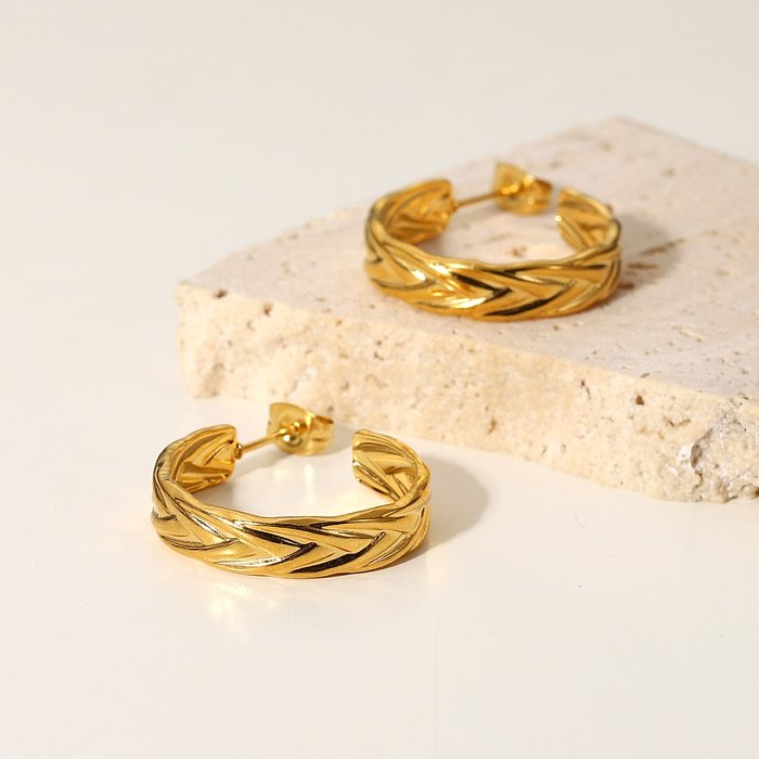 بسيطة مجوهرات الفولاذ المقاوم للصدأ القمح Cshaped هوب القرط المجوهرات