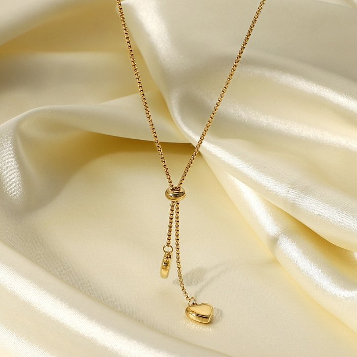 collier pendentif chaîne de corde en forme de Y en acier inoxydable double coeur de mode