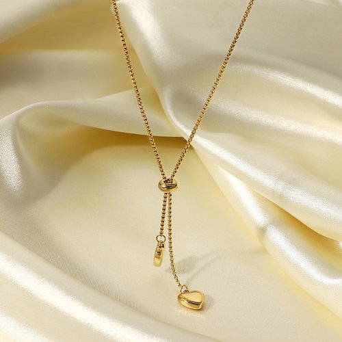 fashion double heart stainless steel Yshaped rope chain pendant necklace