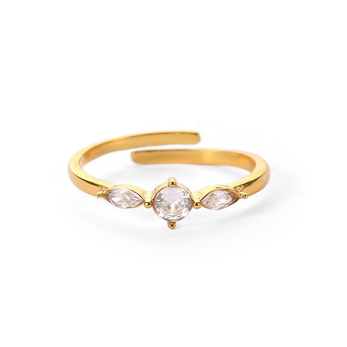 Fashion Geometric Stainless Steel Open Ring Plating Zircon Stainless Steel Rings