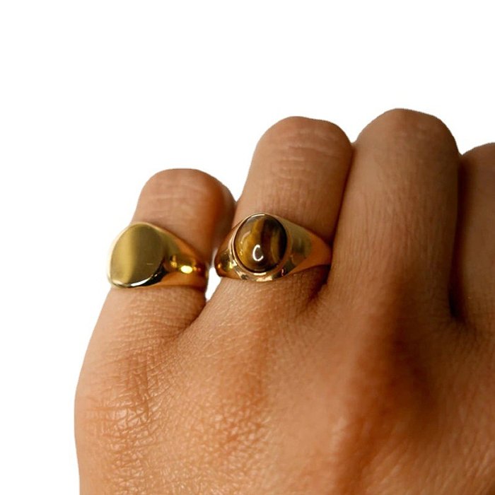 anel de aço inoxidável artesanal brilhante fashion