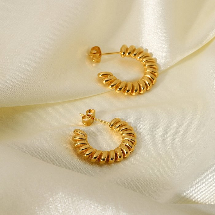 Bijoux en gros Boucles d'oreilles en acier inoxydable torsadées en forme de C en spirale bijoux