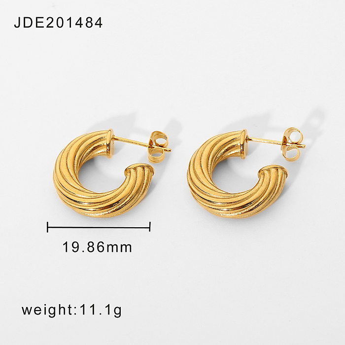 Brincos torcidos de aço inoxidável banhados a ouro 18k moda joalheria atacado de joias