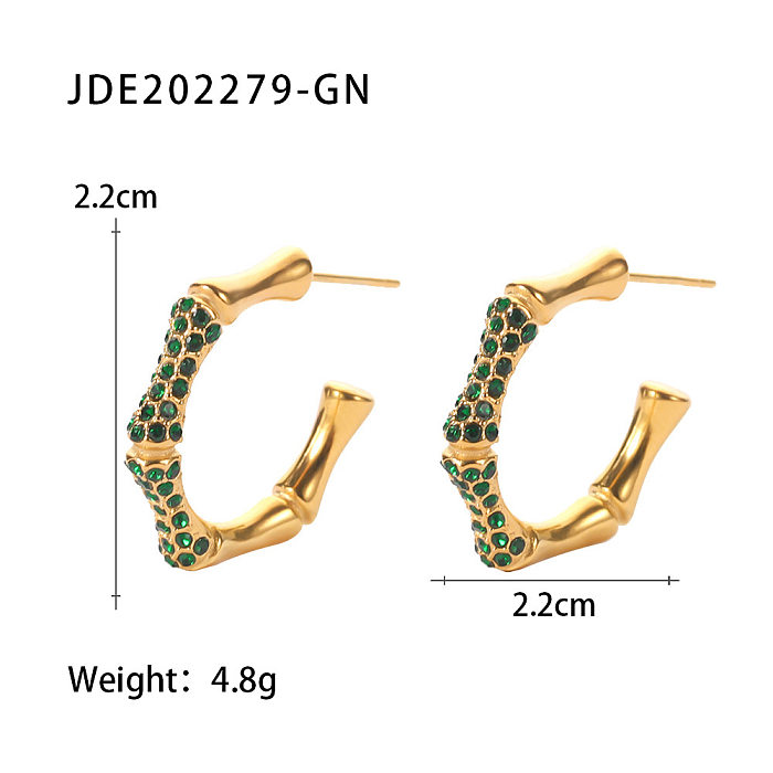 Fashion Geometric Stainless Steel Earrings Plating Rhinestones Stainless Steel Earrings