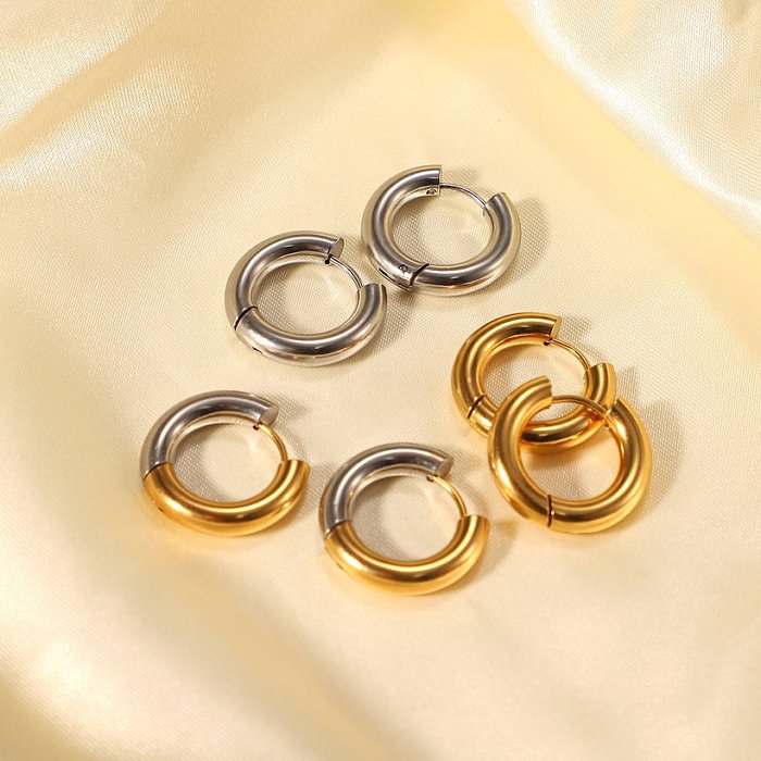 bijoux simples en acier inoxydable plaqué or 18 carats bijoux boucles d'oreilles créoles or et argent