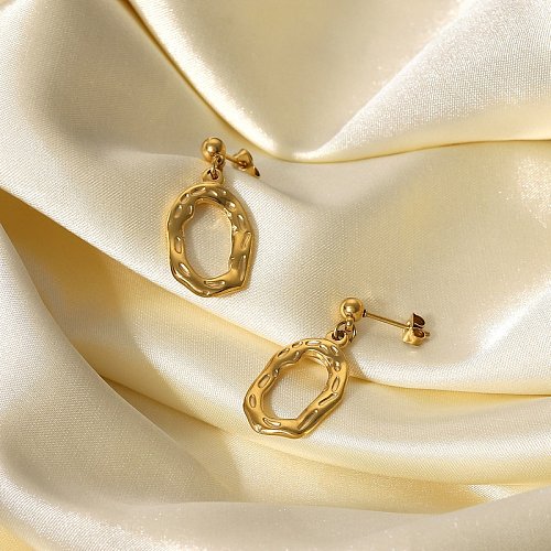 brincos ocos simples de aço de titânio fashion brincos banhados a ouro 14k joias